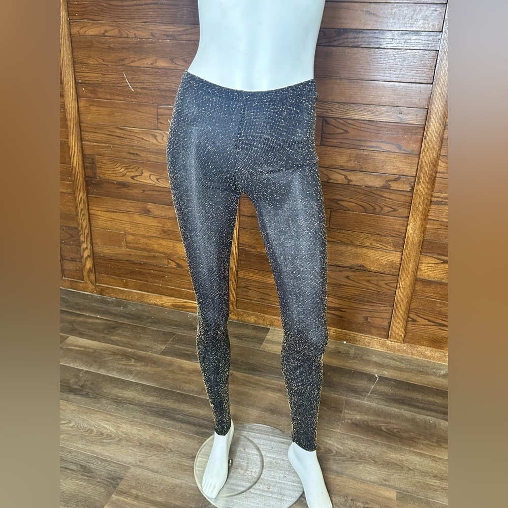 Atmosphere 12, black gold metallic tights leggings semi sheer glittery ankle